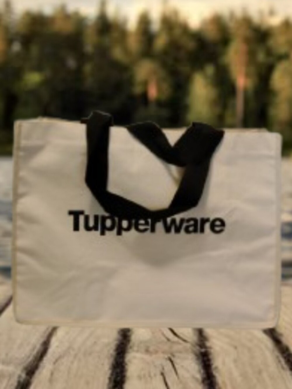 Tupperware Promotional Consultant Logo Cream Canvas Tote Bag with Black Handles! - Picture 2 of 16